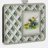 春の花、シックス、イースターバニーオーナメント シルバープレートフレームオーナメント (右)