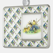 春の花、シックス、イースターバニーオーナメント シルバープレートフレームオーナメント (左)