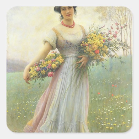 春の花 スクエアシール (正面)