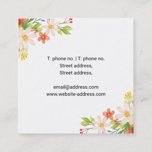 春の花 スクエア名刺 (裏面)