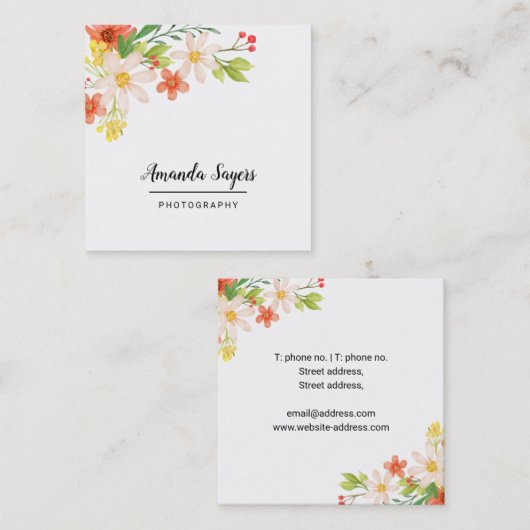 春の花 スクエア名刺 (正面/裏面)