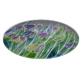 春の花、ハーブ、水の色のシームレスなシームレ縁どール。 カッティングボード (角)