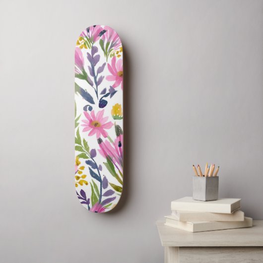 春の花 | パステルかわいらしフローラ水彩 スケートボード (ウォールアート)