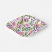 春の花 | パステルかわいらしフローラ水彩 ペーパープレート (傾斜あり)