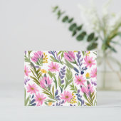 春の花 | パステルかわいらしフローラ水彩 ポストカード (スタンド正面)