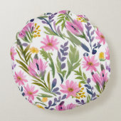 春の花 | パステルかわいらしフローラ水彩 ラウンドクッション (裏面)