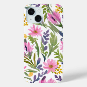 春の花 パステルかわいらしフローラ水彩 iPhone 15ケース