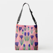 春の花、パープルクロカス体バッグ クロスボディバッグ (裏面)