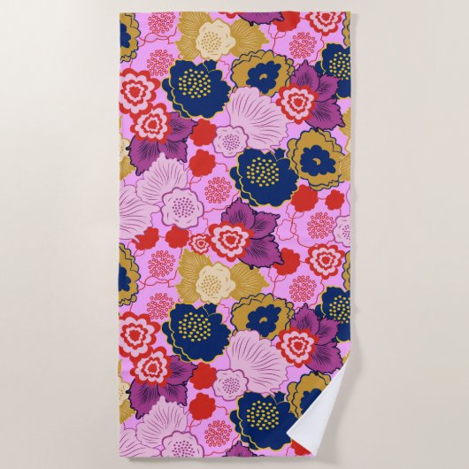 春の花 ビーチタオル (正面)