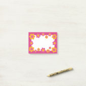 春の花、ピンクの格子柄の女の子happy はっきりした ポストイット (デスク上)