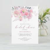 春の花 フラワーズ ピンク＆モーブ ブライダルシャワー 招待状 (スタンド正面)