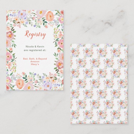 春の花 フラワー ウェディング レジストリー エンクロージャーカード (正面/裏面)