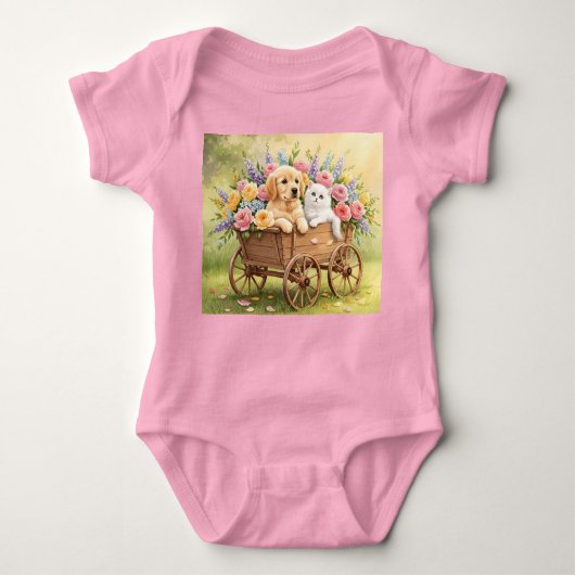 春の花 ベビーボディスーツ (正面)