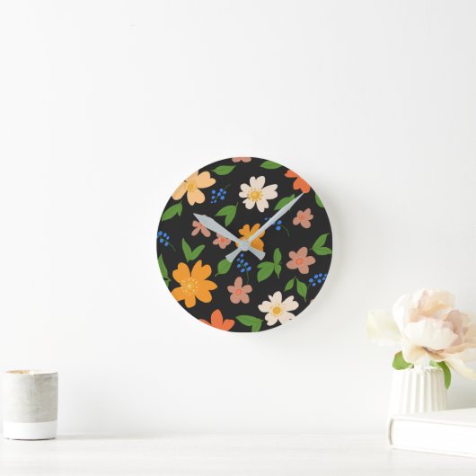 春の花 ラウンド壁時計 (ホーム)