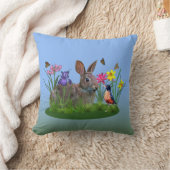 春の花、ロビンおよびバニーウサギ クッション (ブランケット)