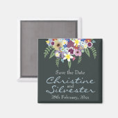 春の花、日付の保存 マグネット (正面/裏面)