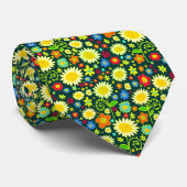 春の花 – 暗いティール（緑がかった色） ネクタイ (ロール)