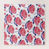 春の花、水の色のシームレスなパターン。 ジグソーパズル (横)