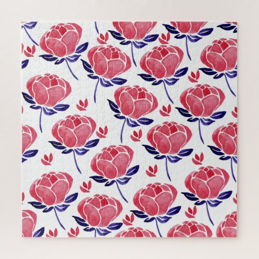 春の花、水の色のシームレスなパターン。 ジグソーパズル (縦)