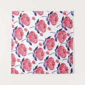 春の花、水の色のシームレスなパターン。 タペストリー (正面(横))