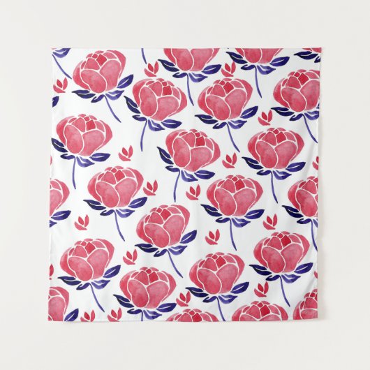 春の花、水の色のシームレスなパターン。 タペストリー (正面)