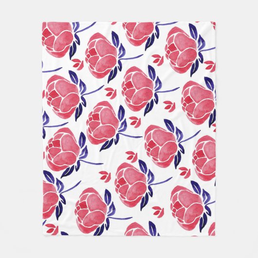 春の花、水の色のシームレスなパターン。 フリースブランケット (正面)