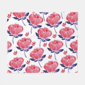 春の花、水の色のシームレスなパターン。 フリースブランケット (正面(横))