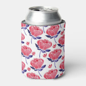 春の花、水の色のシームレスなパターン。 缶クーラー (缶正面)