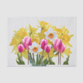 春の花/水仙の花束、ピンクのチューリップ 薄葉紙 (正面)