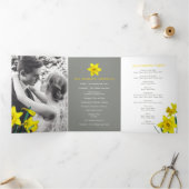 春の花 水仙 結婚式 黄色 灰色 三つ折りプログラム (内部)