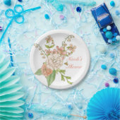 春の花 水彩画の花束 紙皿 (パーティー)