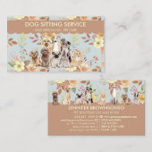 春の花 水彩画 犬 名刺 (正面/裏面)