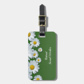春の花，白と黄色のデイジー ラゲッジタグ (正面縦)