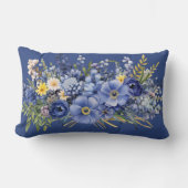 春の花、紺色 ランバークッション (正面)