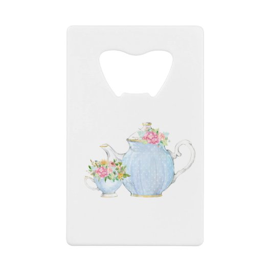 春の花，茶，ハイティー，フローラ茶，庭 クレジットカード栓抜き (正面)