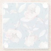 春の花、葉、シームレスなデザイン ガラスコースター (裏面)