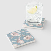 春の花、葉、シームレスなデザイン ストーンコースター (横)