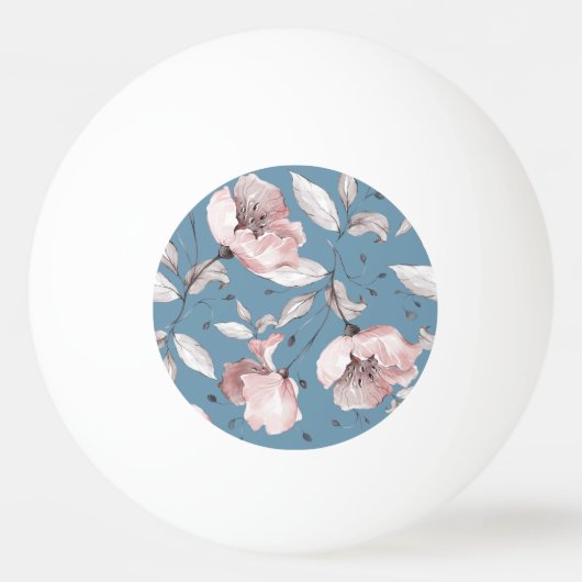 春の花、葉、シームレスなデザイン 卓球ボール (正面)