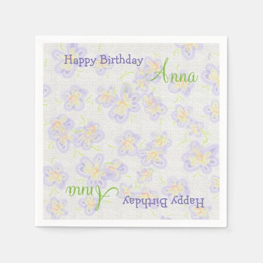 春の花(薄紫) スタンダードカクテルナプキン (正面)
