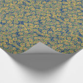 春の花、青と黄色、花のパターン ラッピングペーパー (角)