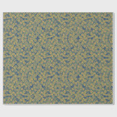 春の花、青と黄色、花のパターン ラッピングペーパー (フラット)