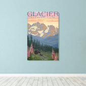 春の花- MT(Glacier National Park) キャンバスプリント (インサイチュ (ウッドフロア))
