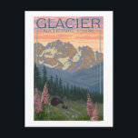 春の花- MT(Glacier National Park) ポストカード<br><div class="desc">春の花- Glacier National Park, MT - Vintage Travel Posterが2011年に作成された。この画像はMT氷河の国立公園の風景を描いている。</div>