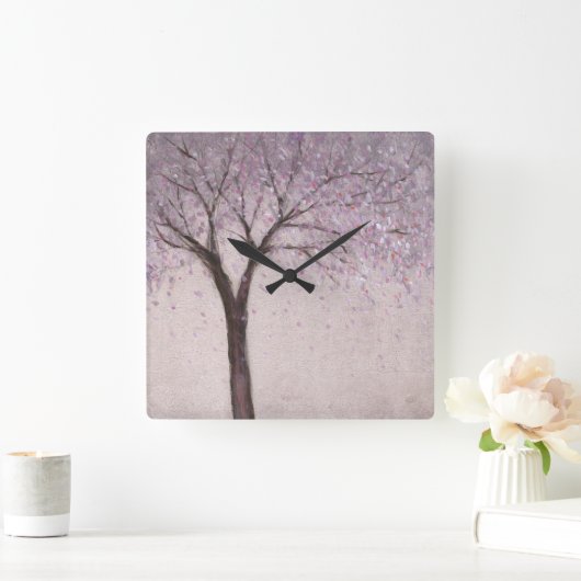 春の花II スクエア壁時計 (ホーム)