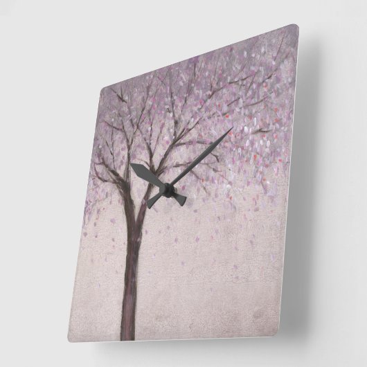 春の花II スクエア壁時計 (傾斜)