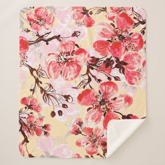 春の花Uパターン シェルパブランケット (正面)