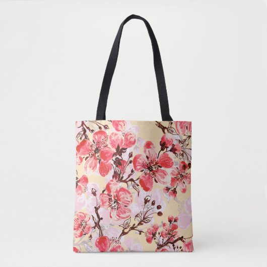 春の花Uパターン トートバッグ (正面)