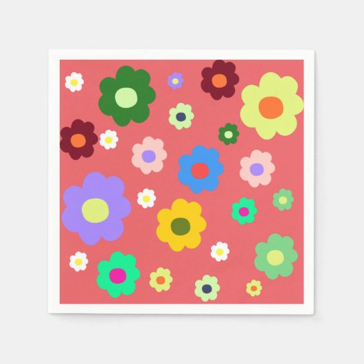 春の花Y2Kレトロパターン スタンダードカクテルナプキン (正面)