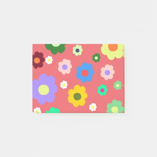 春の花Y2Kレトロパターン ポストイット (正面)