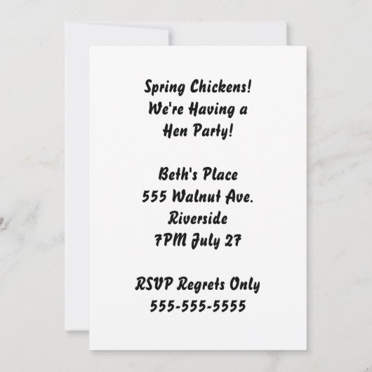 春の若鶏パーティーの招待状 招待状 (裏面)